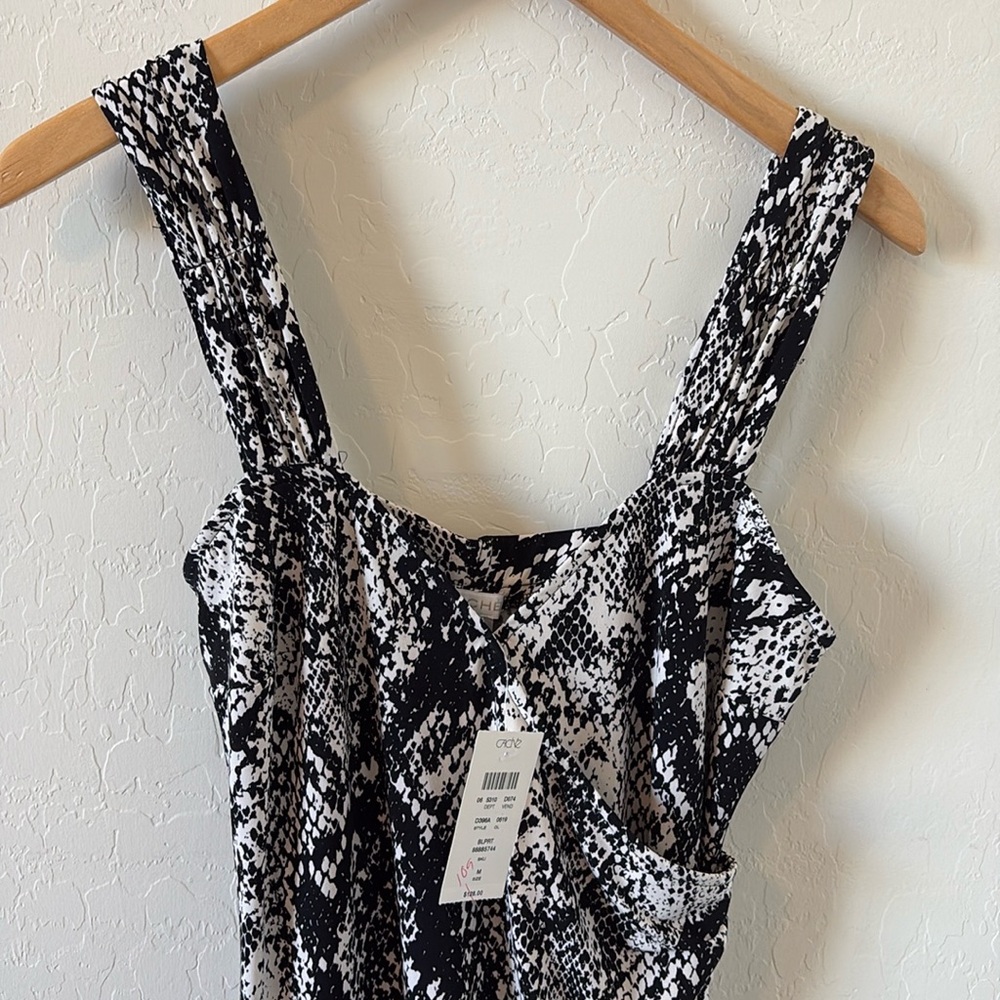 Cache Snakeskin Y2K Black White Stretch Dress sz Medium